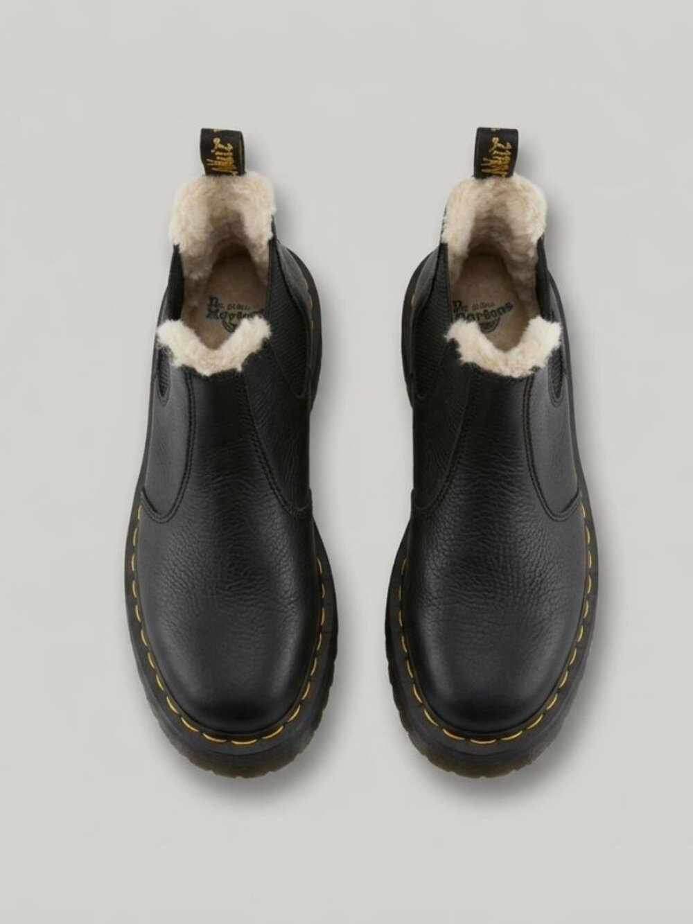 Dr. Martens 2976 Quad Fur-Lined Chelsea Boots Black Leather Size UK 6 / US M 7